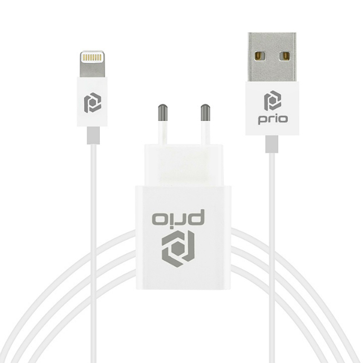 Prio High-Speed Charger 2.4A + Lightning cable 1m White