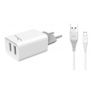 POWERTECH Φορτιστής τοίχου & καλώδιο USB Type-C PT-776, 2x USB, 2.1A POWERTECH Φορτιστής τοίχου & καλώδιο USB Type-C PT-776, 2x USB, 2.1A