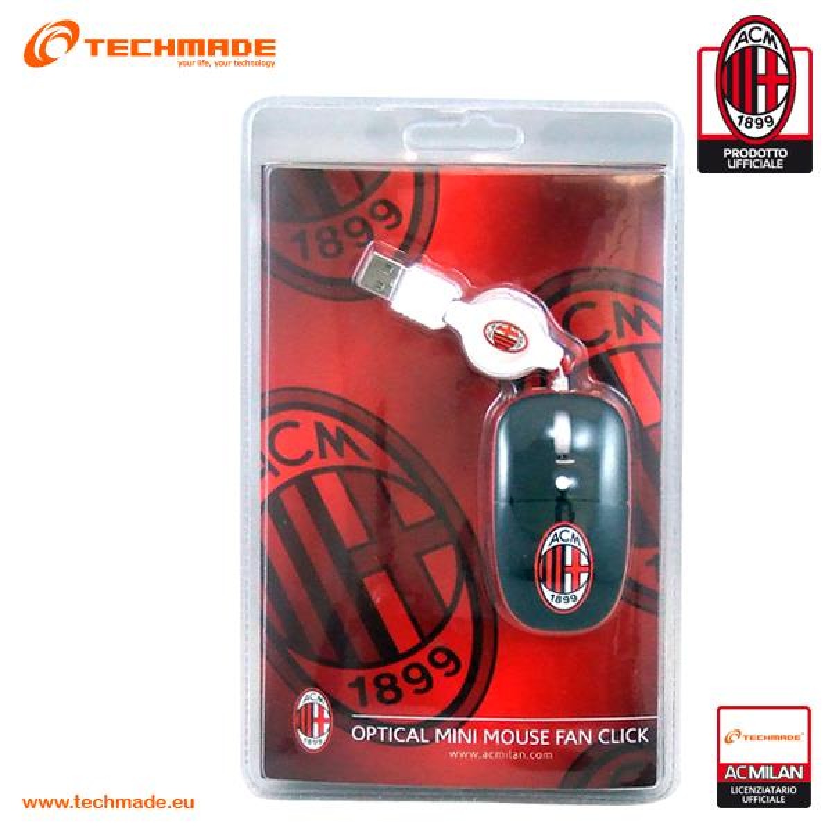 Techmade mouse mini FANCLICK UFFICIALE AC MILAN