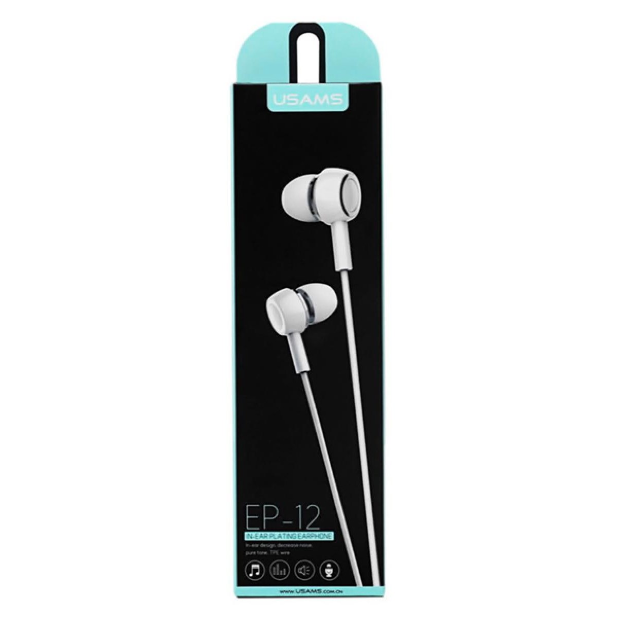 USAMS  EP-12 earphones με μικρόφωνο  3.5mm, 1.2m white