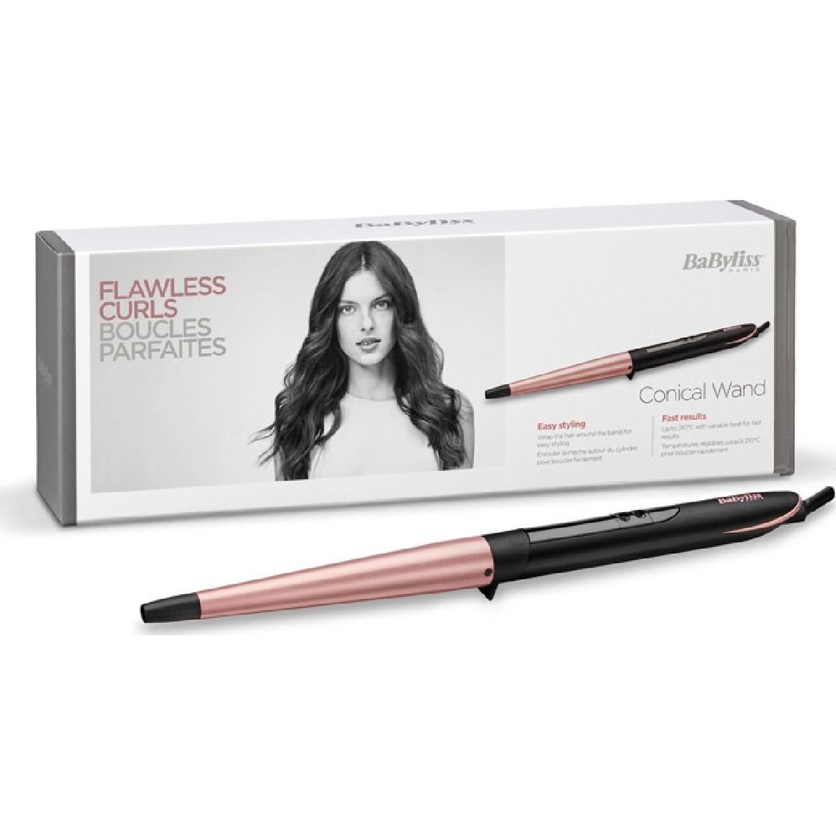 BaByliss C454E Conical Wand Curling ψαλίδι  2.5 m Black, Pink