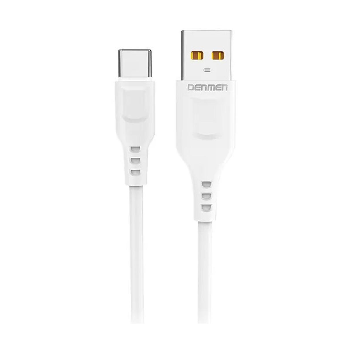 Denmen D01T USB 2.0 Cable USB-C male - USB-A male white 1m