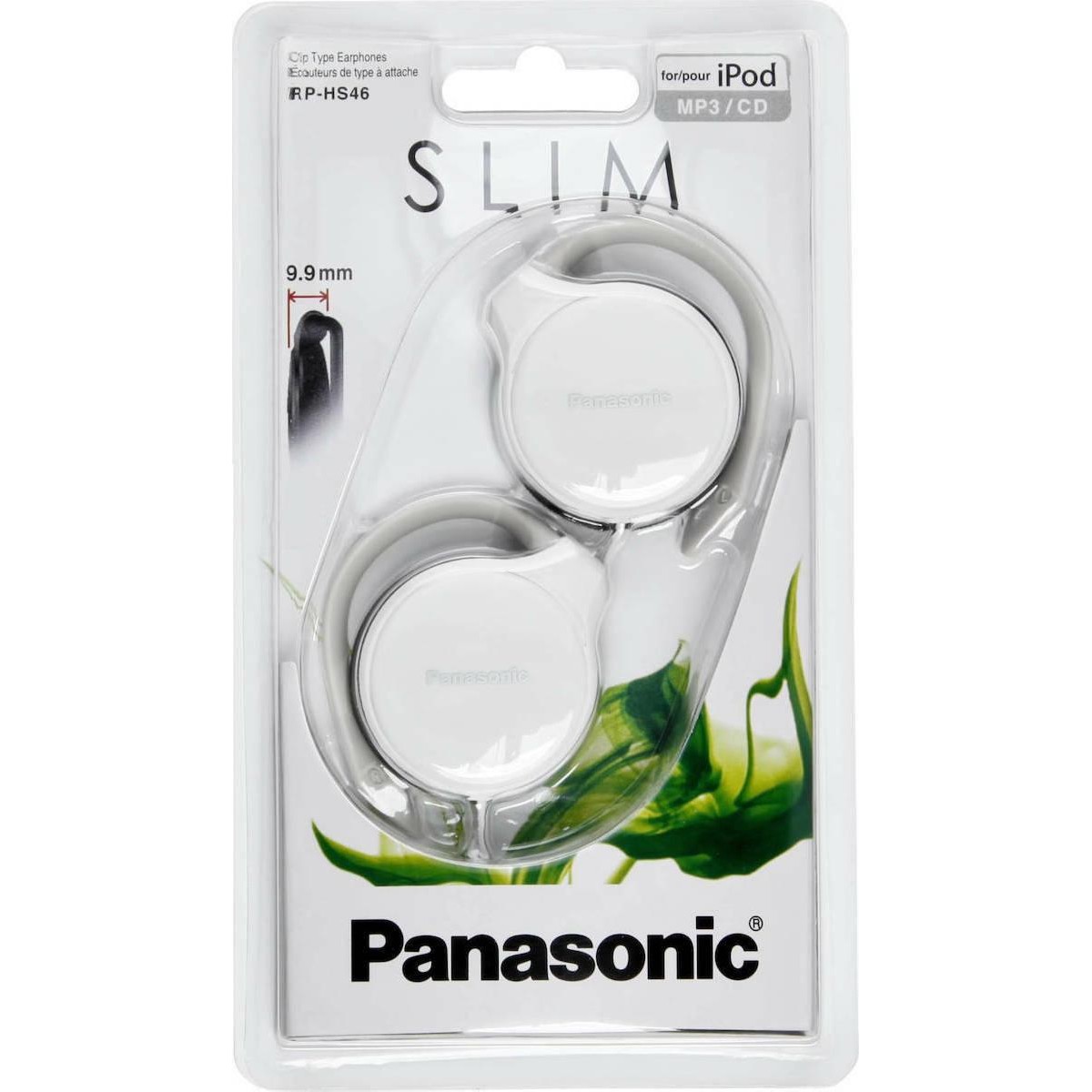 Panasonic RP-HS46E-W on-ear 3.5mm white clip-on headphones