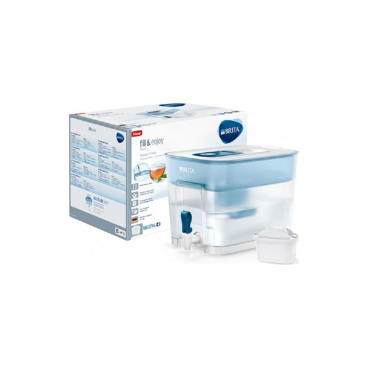 Brita Flow Κανάτα Σερβιρίσματος 5200ml με 1 Φίλτρο MAXTRA PRO ALL-IN-1  white petrol (125356)