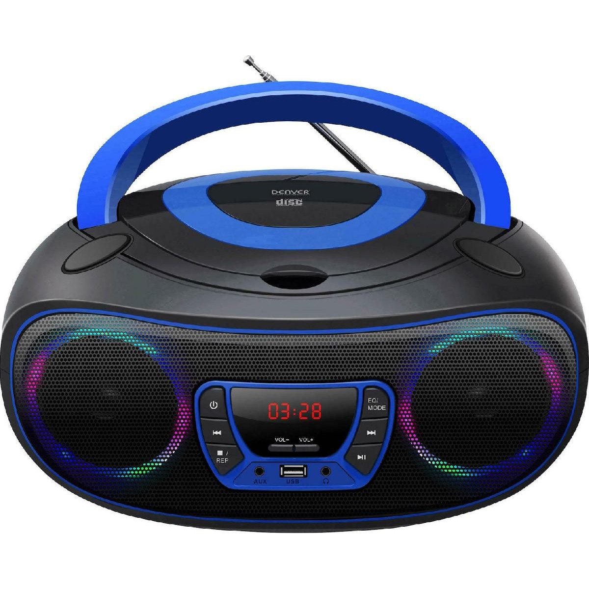 Denver TCL-212BT FM boombox with bluetooth,USB,CD player & AUX input blue