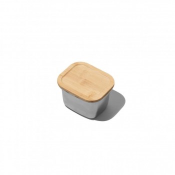 Yoko Design YD2036 Microwable stainless steel box silver 450 ml bamboo cover Yoko Design YD2036 Microwable stainless steel box silver 450 ml bamboo cover