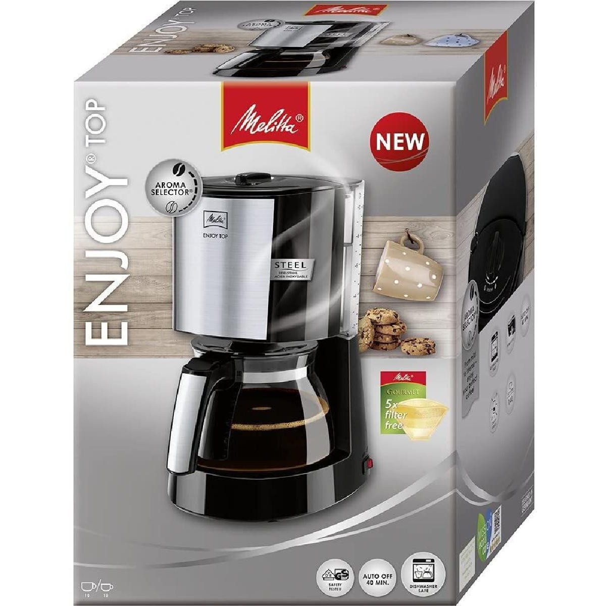 Melitta Enjoy Top Glass 1017-04 Καφετιέρα Φίλτρου 1080 watt 1,25lt Black