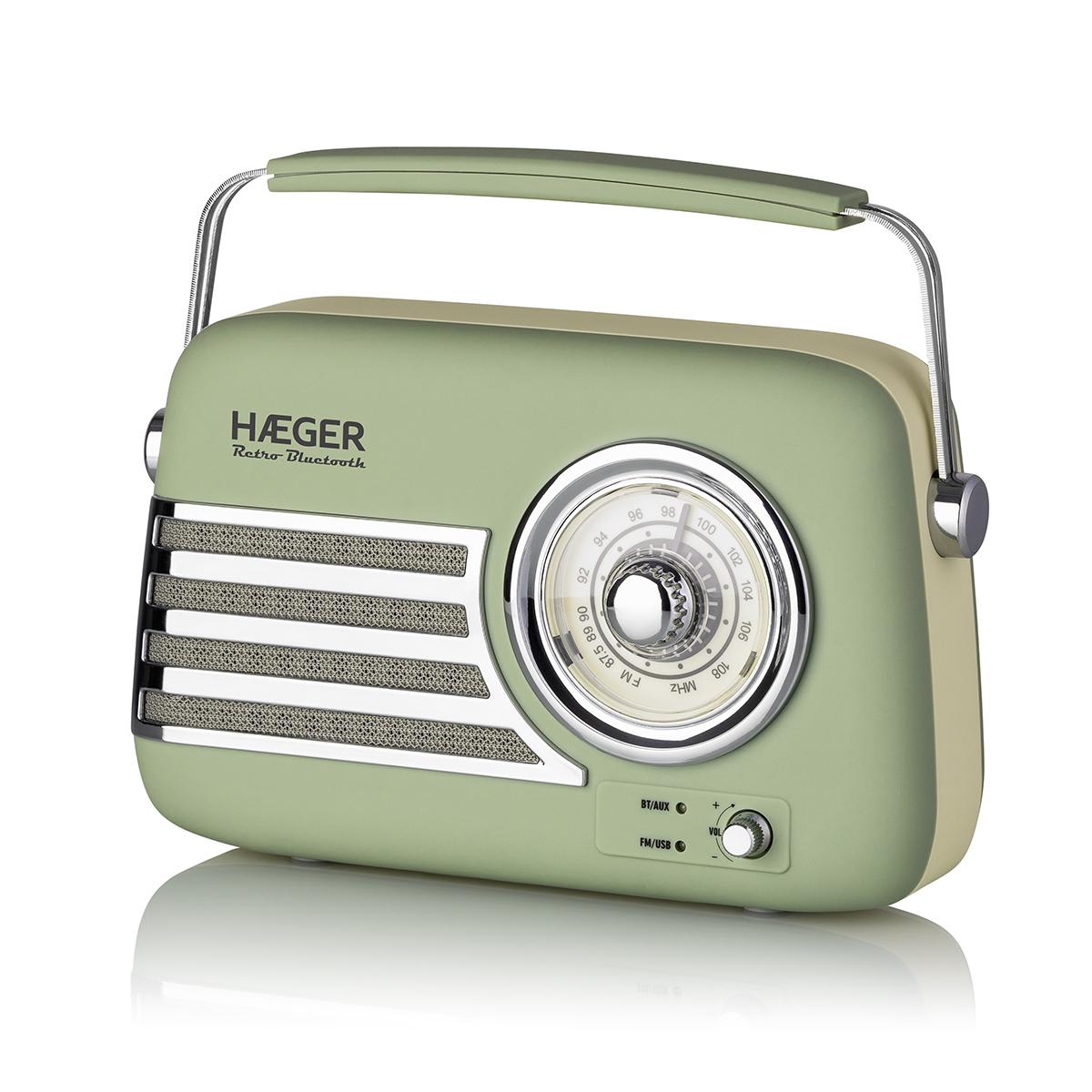 Haeger RB-GRE.001A Retro Bluetooth Vintage FM Radio with Bluetooth Speaker Green