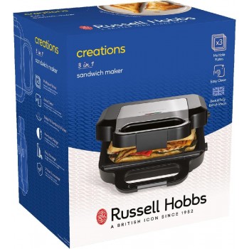 Russell Hobbs Creations 26810-56 Sandwich Waffle Maker 3in1 750 watt black siver Russell Hobbs Creations 26810-56 Sandwich Waffle Maker 3in1 750 watt black siver