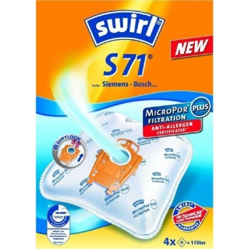 Swirl S71 Σακούλες Σκούπας 4τμχ + 1 φίλτρο Συμβατή με Σκούπα Bosch Siemens (type P) Swirl S71 Σακούλες Σκούπας 4τμχ + 1 φίλτρο Συμβατή με Σκούπα Bosch Siemens (type P)