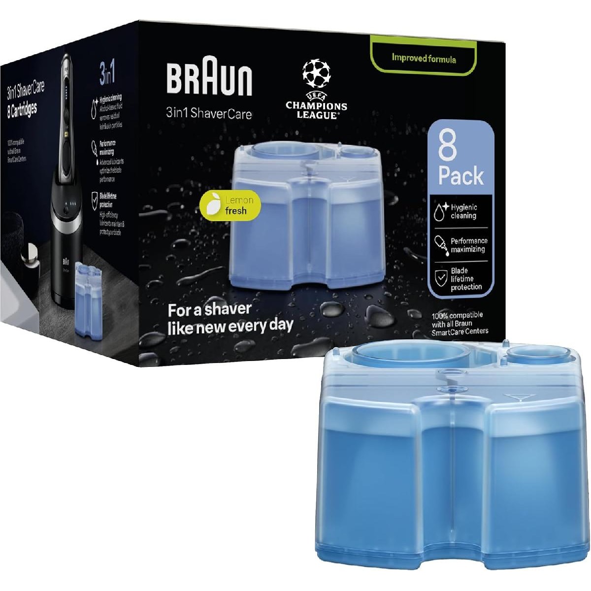Braun 3-in-1 CCR 8 ShaverCare cleaning cartridges pack of 8 Braun 3-in-1 CCR 8 ShaverCare cleaning cartridges pack of 8