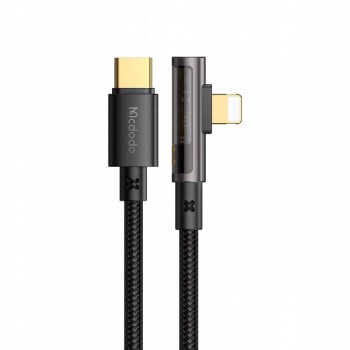 Mcdodo CA-3390 36 watt Type-C to Lightning  90 Degree Transparent Data Cable 1.2m black Mcdodo CA-3390 36 watt Type-C to Lightning  90 Degree Transparent Data Cable 1.2m black
