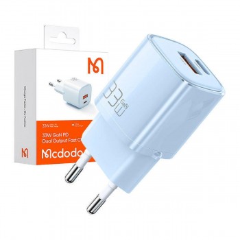 Mcdodo CH-0154 33 watt USB-A +USB-C GAN Fast Charger (EU) blue Mcdodo CH-0154 33 watt USB-A +USB-C GAN Fast Charger (EU) blue