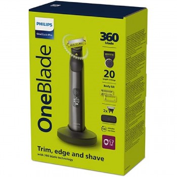 Philips OneBlade Pro 360 QP6652/61 beard trimmer Wet & Dry Grey + 2 heads + case Philips OneBlade Pro 360 QP6652/61 beard trimmer Wet & Dry Grey + 2 heads + case