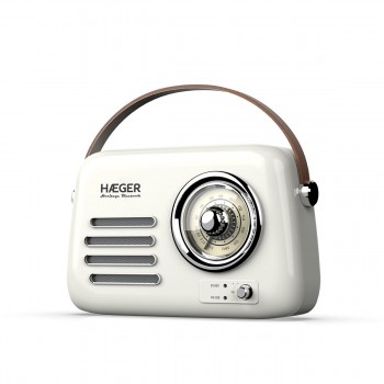 Haeger RB-CRE.003A Retro Bluetooth Vintage FM Radio with Bluetooth Speaker Cream Haeger RB-CRE.003A Retro Bluetooth Vintage FM Radio with Bluetooth Speaker Cream