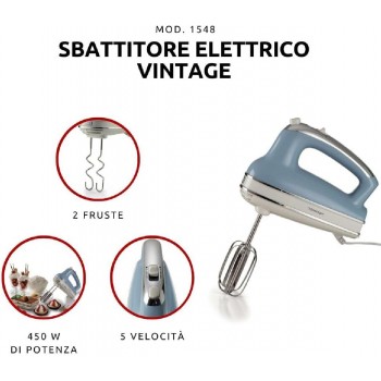 Ariete 1548/05 Μίξερ χειρός 450 watt vintage blue Ariete 1548/05 Μίξερ χειρός 450 watt vintage blue