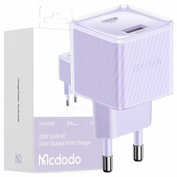 Mcdodo CH-4153 33 watt USB-A +USB-C GAN PD Fast Charger (EU) purple