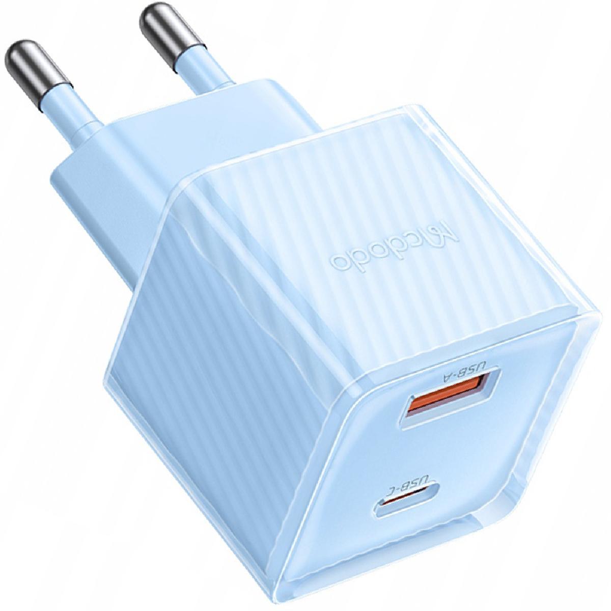 Mcdodo CH-4152 33 watt USB-A +USB-C GAN PD Fast Charger (EU) blue