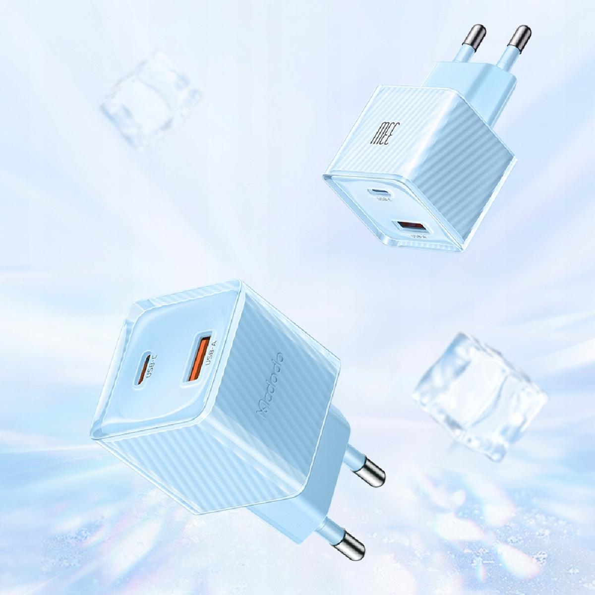Mcdodo CH-4152 33 watt USB-A +USB-C GAN PD Fast Charger (EU) blue