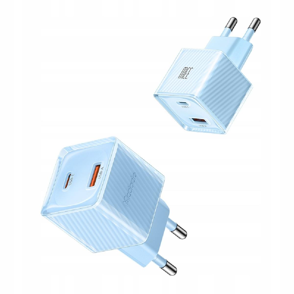 Mcdodo CH-4152 33 watt USB-A +USB-C GAN PD Fast Charger (EU) blue