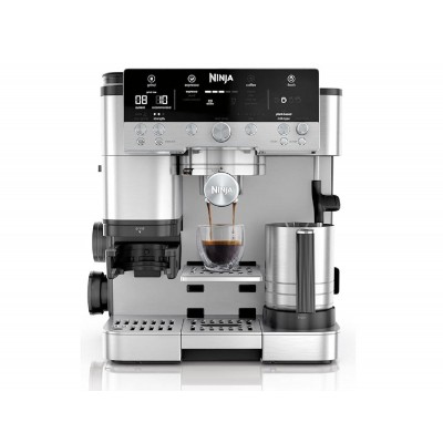 Ninja ES601EU Luxe Premier 3-in-1 Coffee Maker, Espresso Machine  with Built-in Bean Grinder & Milk Frother silver