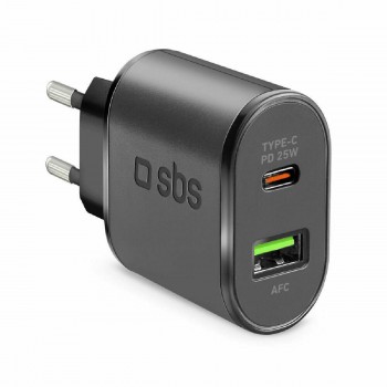 Sbs Wall Charger 25 watt USBA/TypC black (TETRPD25W)