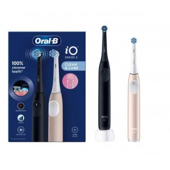 Oral-B iO Series 2 clean & care Ηλεκτρική Οδοντόβουρτσα Night Black / Calm Pink duo pack (62470) Oral-B iO Series 2 clean & care Ηλεκτρική Οδοντόβουρτσα Night Black / Calm Pink duo pack (62470)