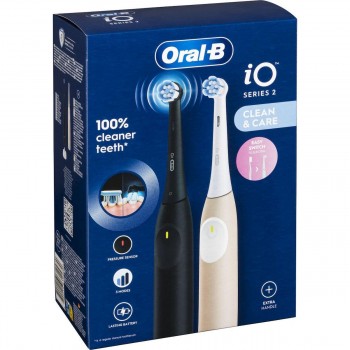 Oral-B iO Series 2 clean & care Ηλεκτρική Οδοντόβουρτσα Night Black / Calm Pink duo pack (62470) Oral-B iO Series 2 clean & care Ηλεκτρική Οδοντόβουρτσα Night Black / Calm Pink duo pack (62470)