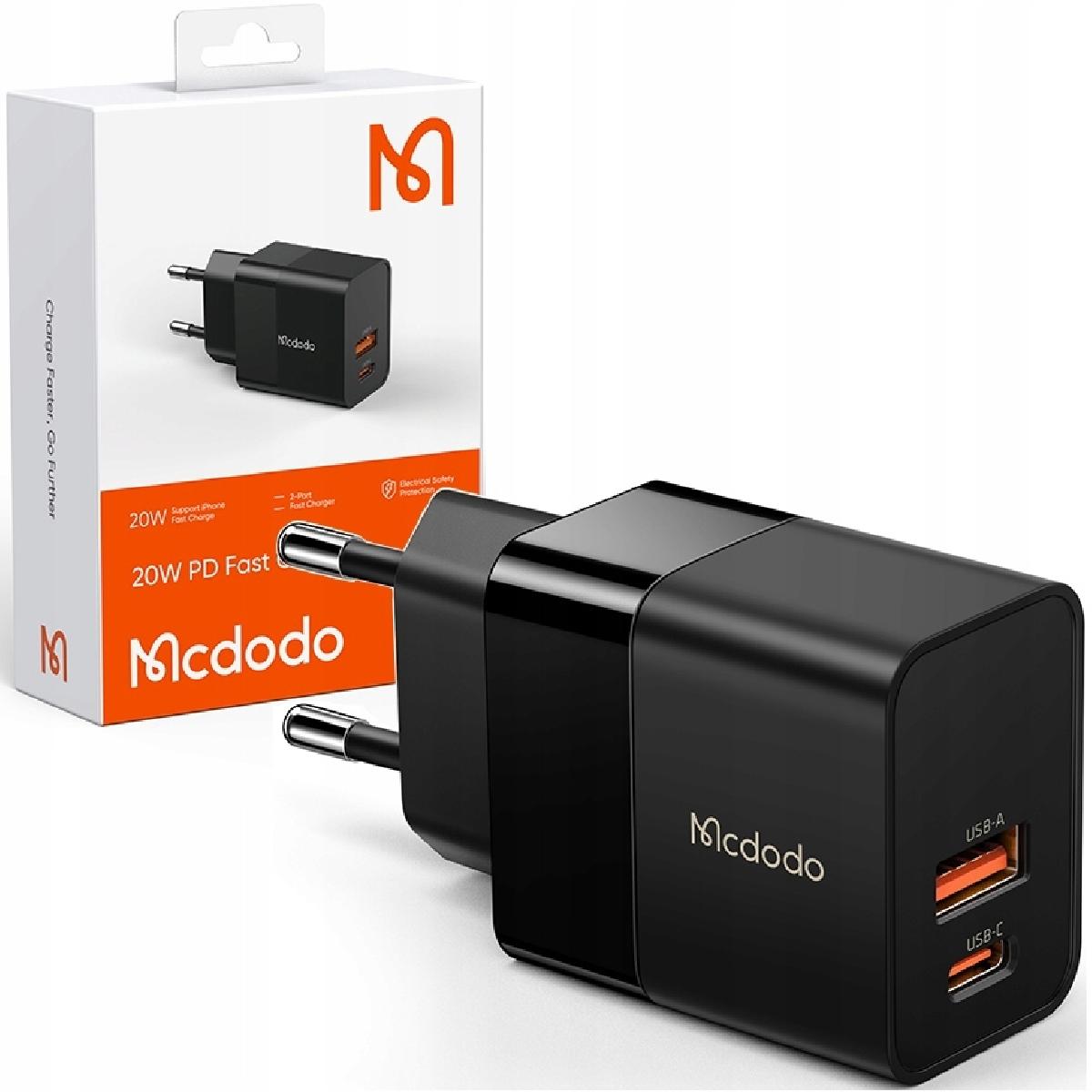 Mcdodo CH-1951 20 watt USB-A +USB-C PD Fast Charger (EU) black