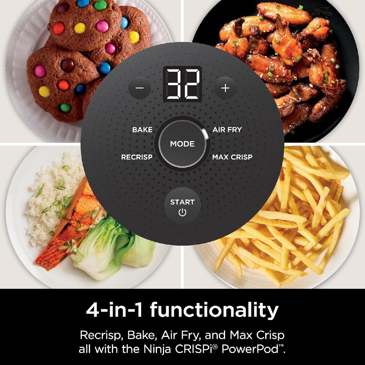 Ninja FN101EUST Crispi 4-in-1 Portable Glass Air Fryer Cooking System 1500 watt  3.8lt stone