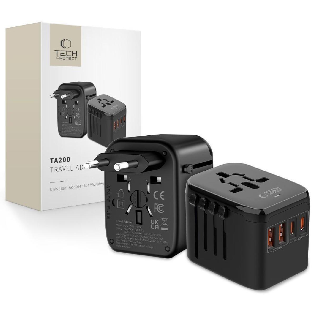 Tech-Protect TA200 EU / UK / US / AU adapter Black (OL-212PQ)
