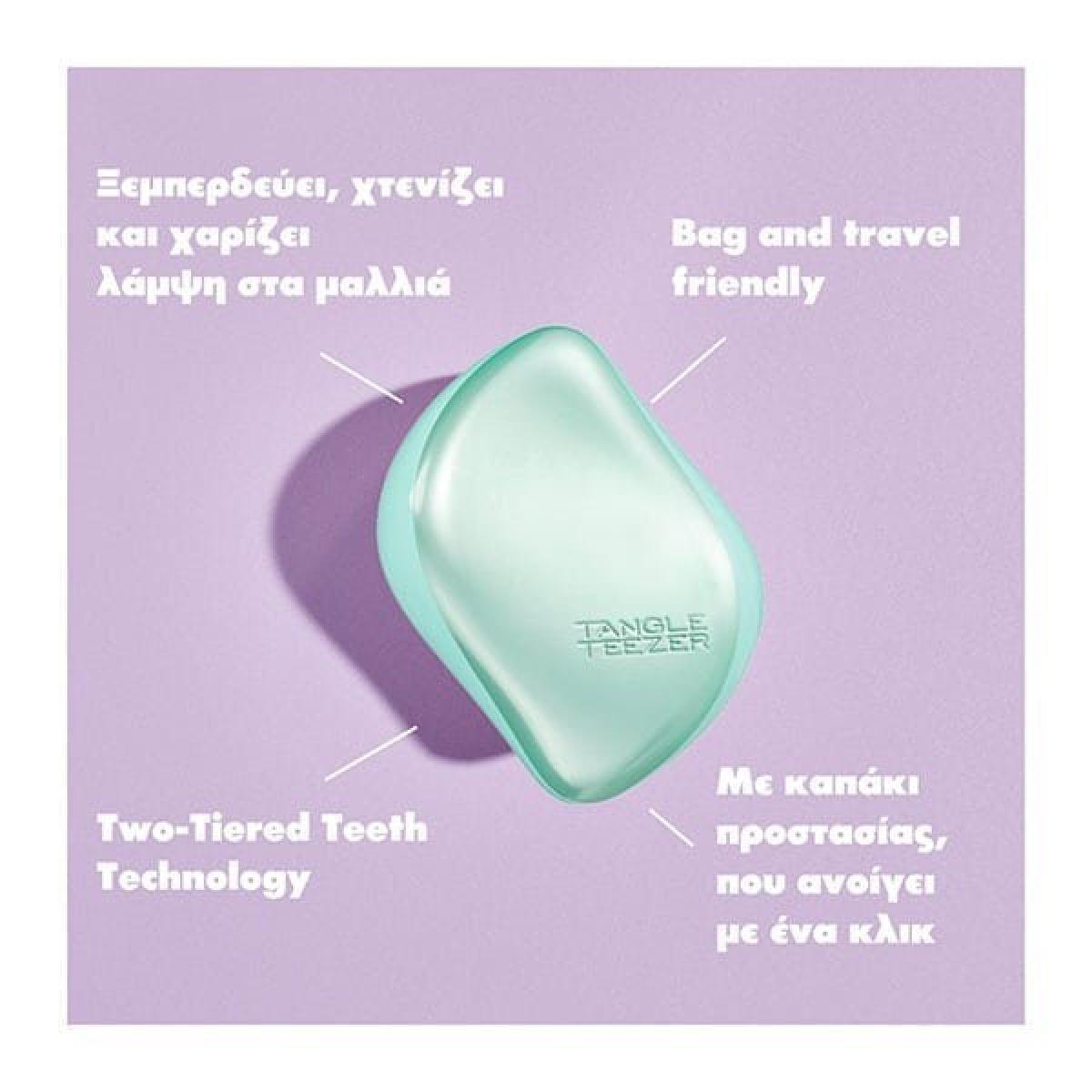 Tangle Teezer Compact Styler Βούρτσα Μαλλιών για Ξεμπέρδεμα Τeal Matte Chrome