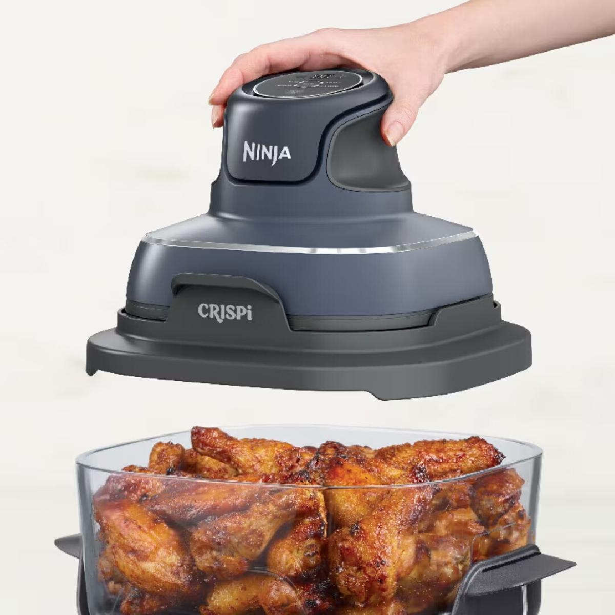 Ninja FN101EUGY Crispi 4-in-1 Portable Glass Air Fryer Cooking System 1500 watt  3.8lt blue