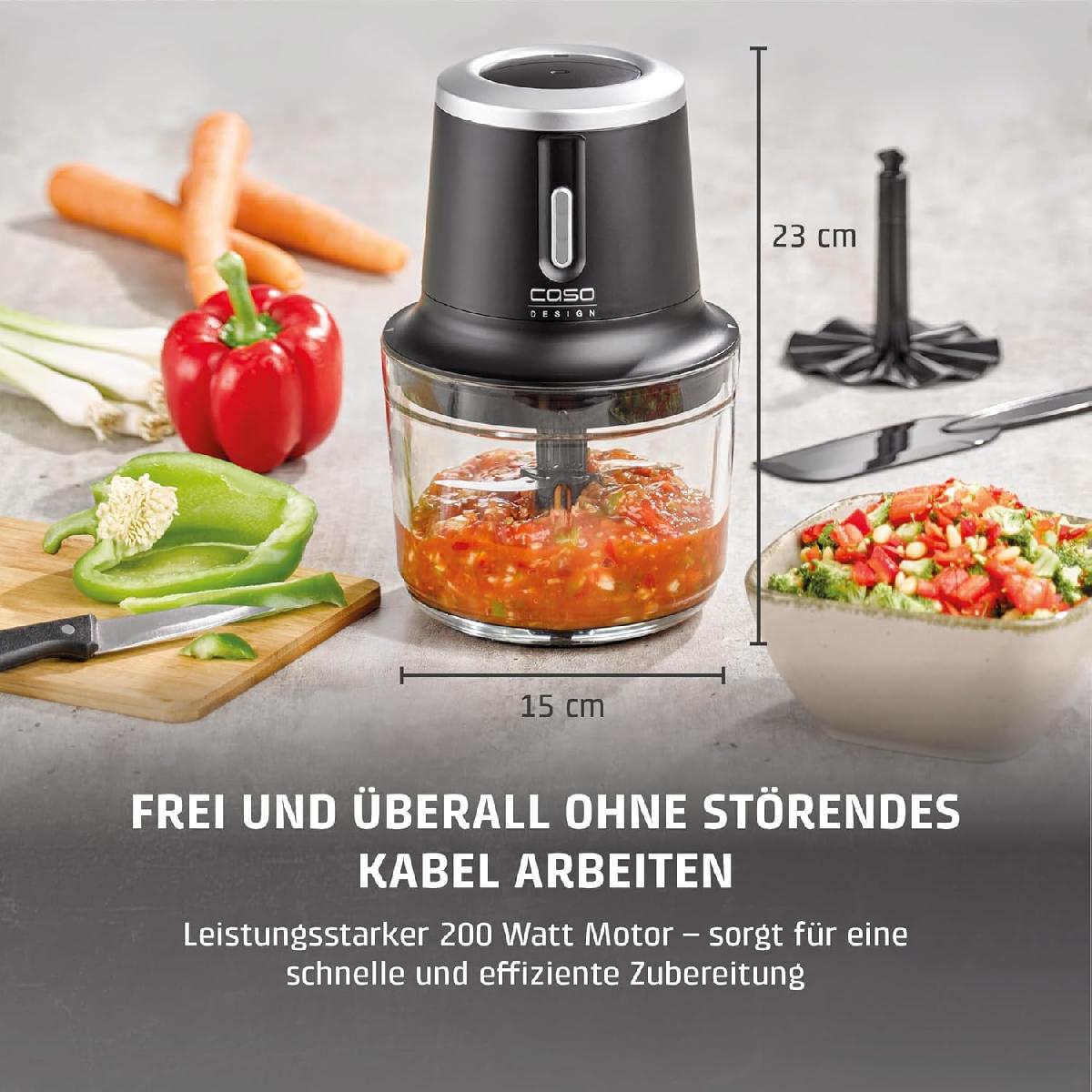 Caso Multi chopper Chop & Go επαναφορτιζόμενο 10.8V  1lt inox black (1747)