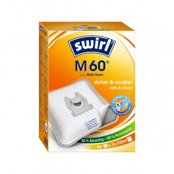 Swirl M60 Σακούλες Σκούπας 4τμχ + 1 φίλτρο Συμβατή με Σκούπα Miele new model Swirl M60 Σακούλες Σκούπας 4τμχ + 1 φίλτρο Συμβατή με Σκούπα Miele new model