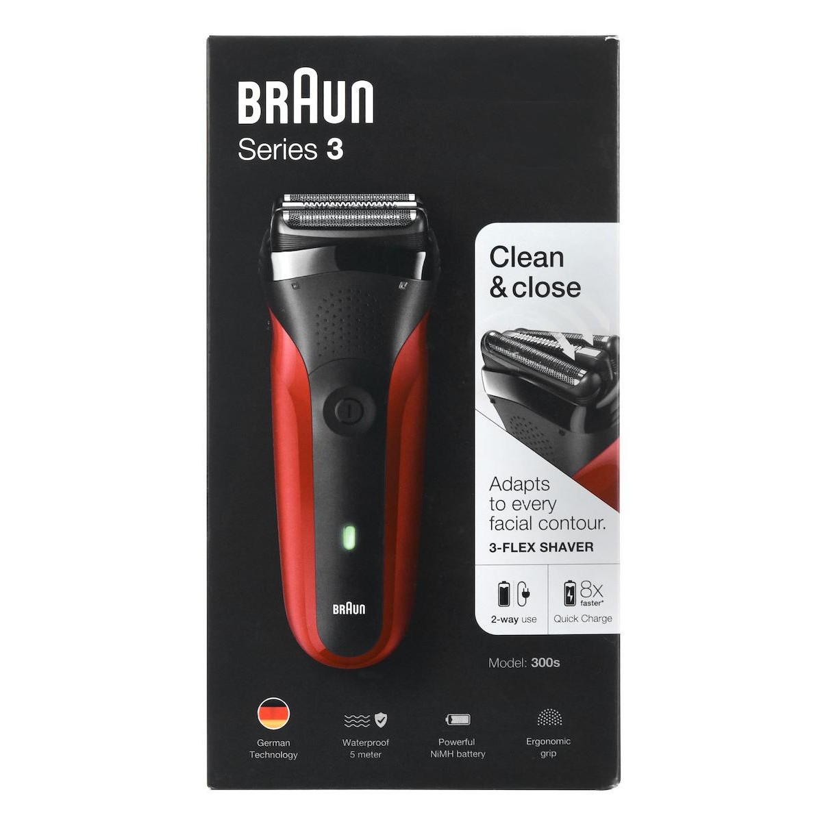 Braun Series 3 300s Ξυριστική Μηχανή Προσώπου Επαναφορτιζόμενη red black Braun Series 3 300s Ξυριστική Μηχανή Προσώπου Επαναφορτιζόμενη red black