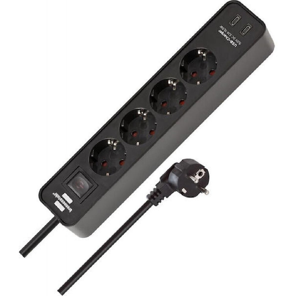 Brennenstuhl Ecolor USB 4 θέσεων καλώδιο 1,5m με διακόπτη και 2 θύρες USB-C black (1153240106) Brennenstuhl Ecolor USB 4 θέσεων καλώδιο 1,5m με διακόπτη και 2 θύρες USB-C black (1153240106)