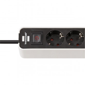 Brennenstuhl Ecolor USB 4 θέσεων καλώδιο 1,5m με διακόπτη και 2 θύρες USB-C white black (1153240126)