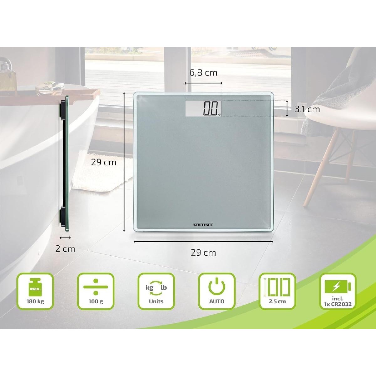 Soehnle PSD  Style Sense Compact 300 Ψηφιακή Ζυγαριά 180kg silver (63852)