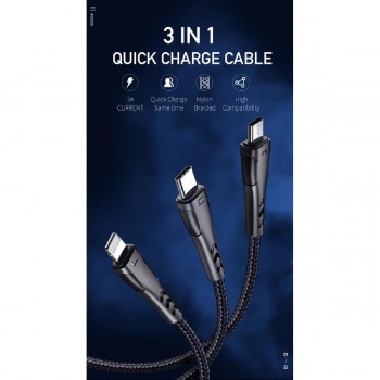 Mcdodo CA-6960 3-in-1 USB-A to Lightning, Micro, Type-C Data Cable  1.2m