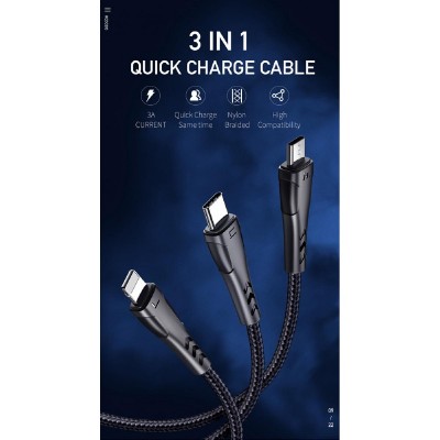 Mcdodo CA-6960 3-in-1 USB-A to Lightning, Micro, Type-C Data Cable 1.2m Mcdodo CA-6960 3-in-1 USB-A to Lightning, Micro, Type-C Data Cable 1.2m