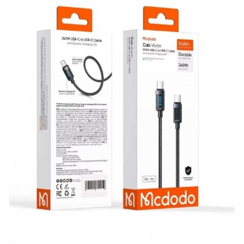Mcdodo CA-0350 240 watt USB-C to C Cable with Dynamic Charging LED 1.2m black