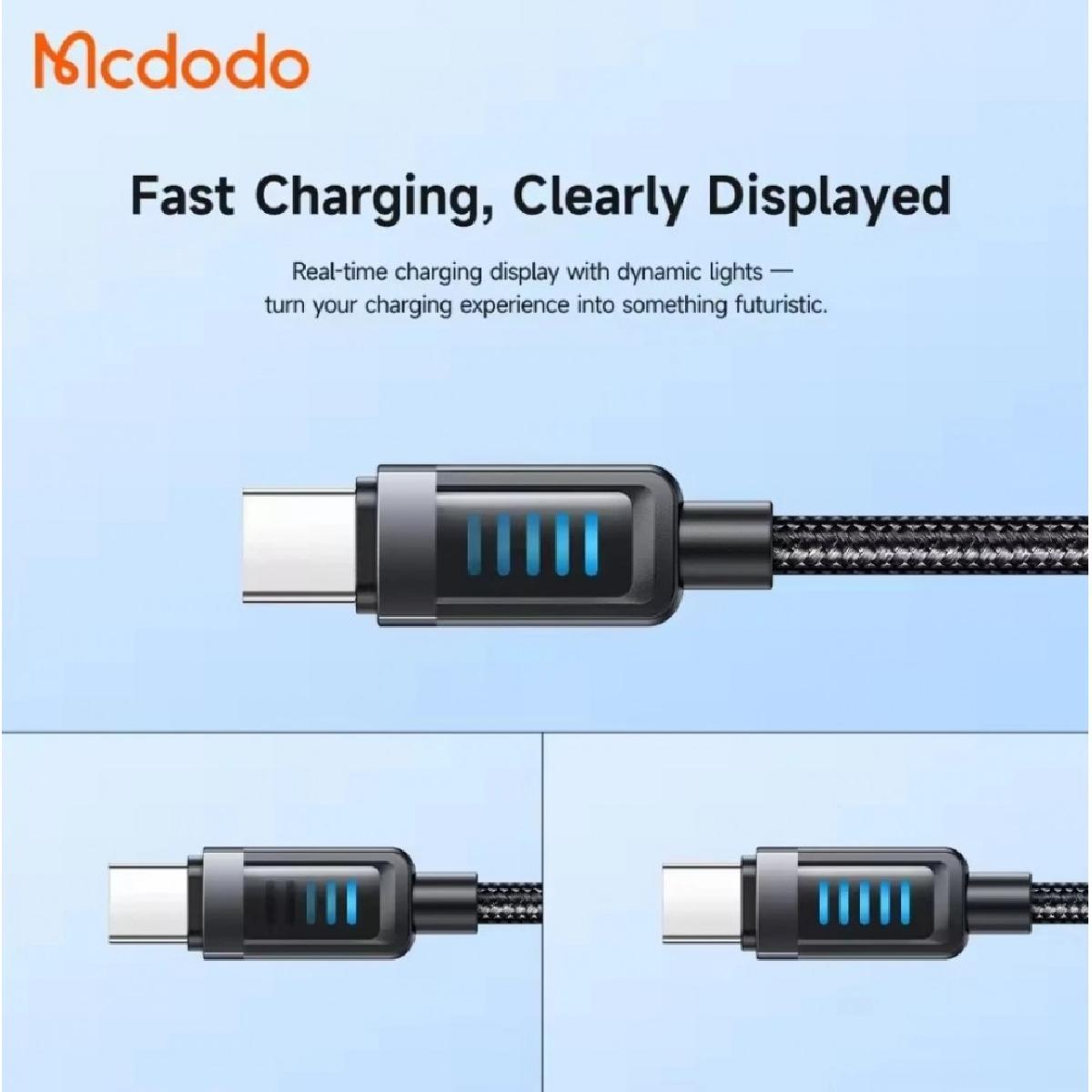 Mcdodo CA-0350 240 watt USB-C to C Cable with Dynamic Charging LED 1.2m black Mcdodo CA-0350 240 watt USB-C to C Cable with Dynamic Charging LED 1.2m black