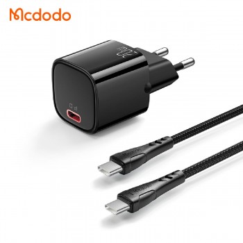 Mcdodo CH-4692 20 watt 1A PD Fast Charger (EU) & USB-C to USB-C cable 1.2m black