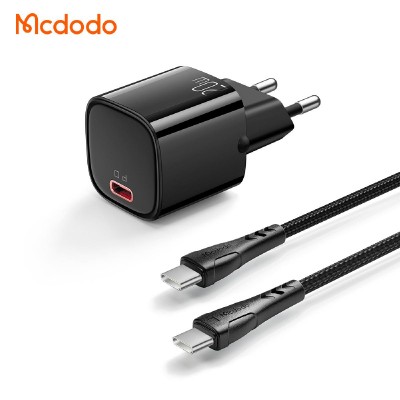 Mcdodo CH-4692 20 watt 1A PD Fast Charger (EU) & USB-C to USB-C cable 1.2m black