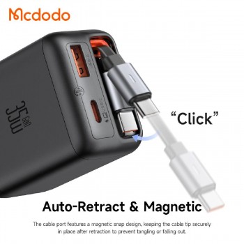 Mcdodo CH-1280 GaN Technology Charger 35W με Θύρα USB-A & 2 Θύρες USB-C + 65cm retractable USB-C Cable black Mcdodo CH-1280 GaN Technology Charger 35W με Θύρα USB-A & 2 Θύρες USB-C + 65cm retractable USB-C Cable black