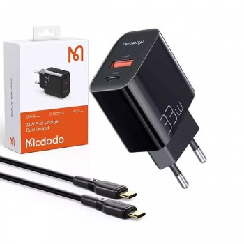 Mcdodo CH-0922 Charger Θύρα USB-A & Θύρα USB-C με Καλώδιο USB-C 33W Black Mcdodo CH-0922 Charger Θύρα USB-A & Θύρα USB-C με Καλώδιο USB-C 33W Black