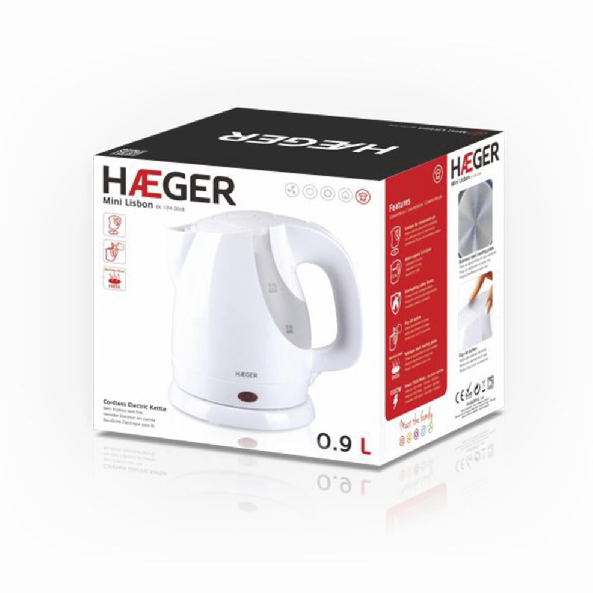 Haeger Mini Lisbon EK-13W.006B Βραστήρας 0.9 lt 1300 watt white Haeger Mini Lisbon EK-13W.006B Βραστήρας 0.9 lt 1300 watt white