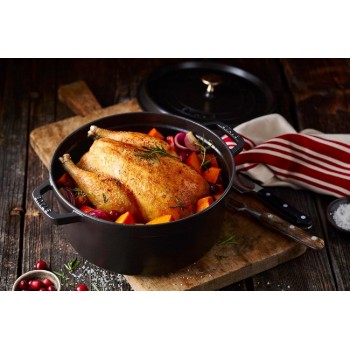 Staub La Cocotte Round Κατσαρόλα από Μαντέμι 18cm 1.7 lt για όλες τις εστίες black (40509-485-0)