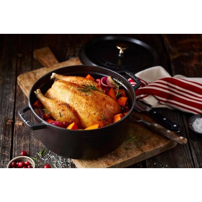 Staub La Cocotte Round Κατσαρόλα από Μαντέμι 18cm 1.7 lt για όλες τις εστίες black (40509-485-0)
